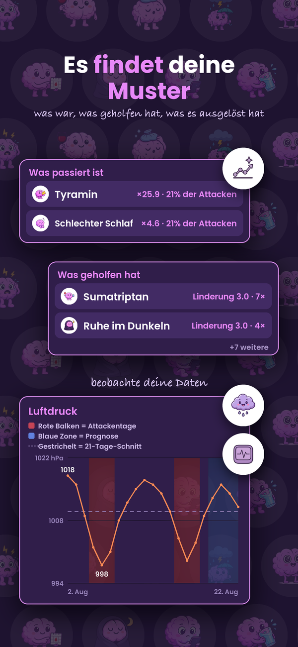 Es erkennt deine Muster: was passiert ist, was geholfen hat, was sich verändert hat